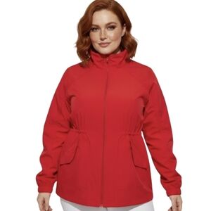 Fabletics Rain Jacket XXL Giana II Red Pockets Waterproof Collared
